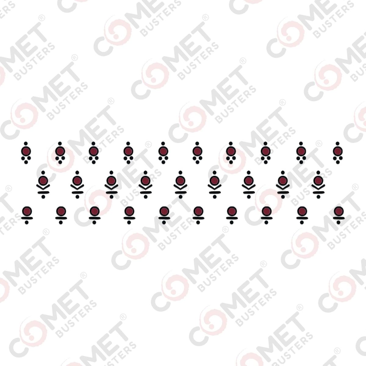 Comet Busters Maroon Abstract Design Bindis With Black Border | Handcrafted Stick-On Bindis (BV2339) - Image 2