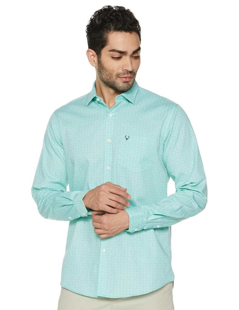 Allen Solly Men's 100% Cotton Slim Fit Dotted Print Casual Shirt