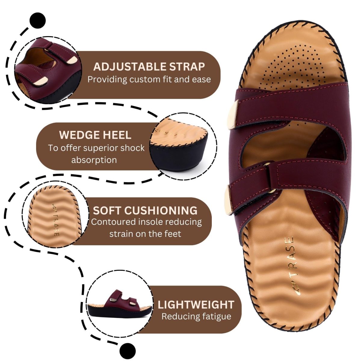 TRASE Charm Step-I Orthopedic Diabetic Soft Comfort Doctor Ortho Slippers for Women - Image 2
