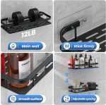 Misamo Enterprise Bathroom Wall Shelf Organiser, Adhesive Mount Storage Rack with Installation Kit (Shelf-Black, Pack of 2) - Image 6
