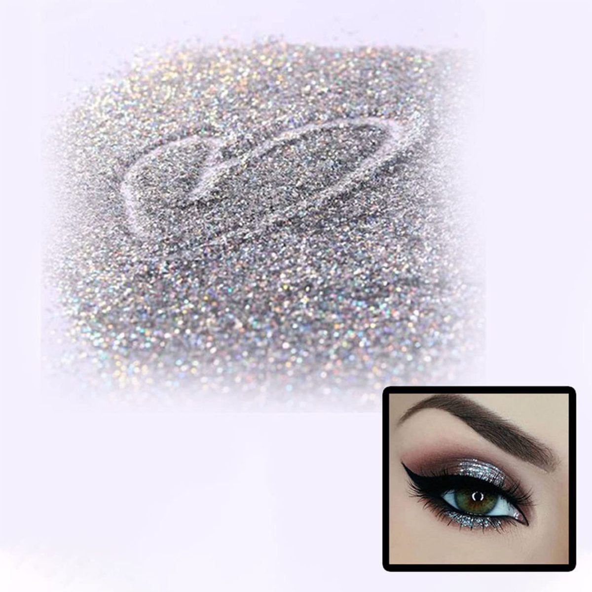 Professional Set of 2 Glitter Eyeshadow Loose HD Holographic Glitter Eyeshadow Pigment Mettalic Glitter (Light Shade) (Champagne Gold & Diamond Starlit) - Image 3