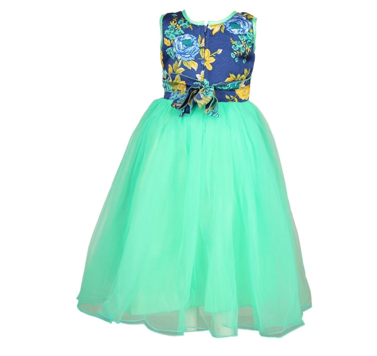 Arshia Fashions Girl's Net Empire Waist Maxi Dress (GRC00187B_38_Turquoise_10-11 Years) - Image 2