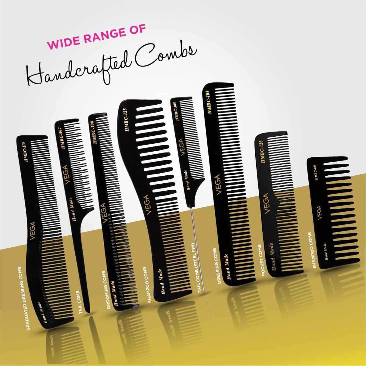 Vega Grooming Hair Comb,Handmade, (India's No.1* Hair Comb Brand)For Men and Women,Black, (HMBC-203) - Image 7