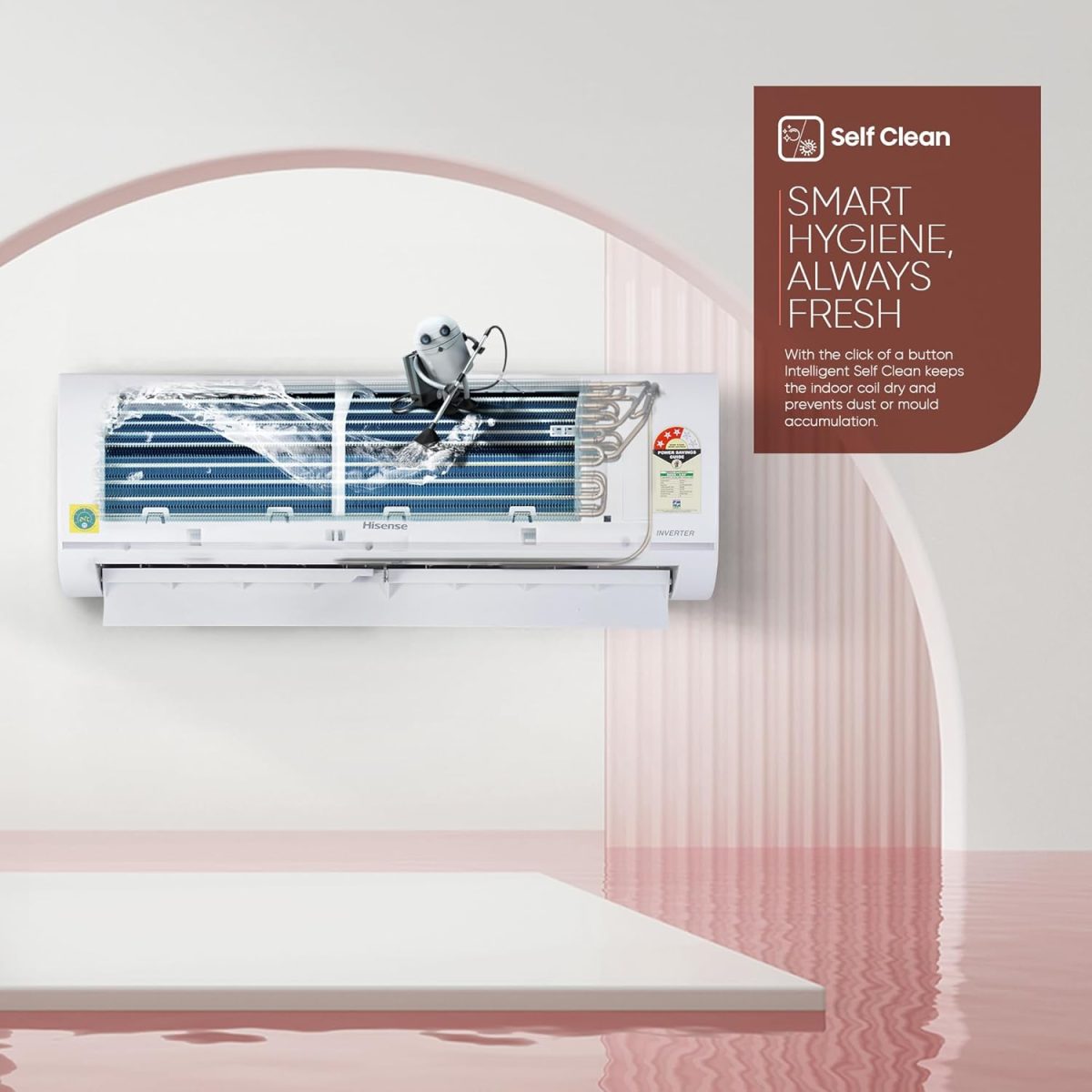 Hisense 1.0 Ton 3 star Inverter Split AC(Copper, 4-in-1 Convertible with Intelligent 4 modes, PM 2.5 filter, Anti corrosion, Self Clean, AS-12TR4R3BP1, White with Chrome Deco Strip) - Image 16