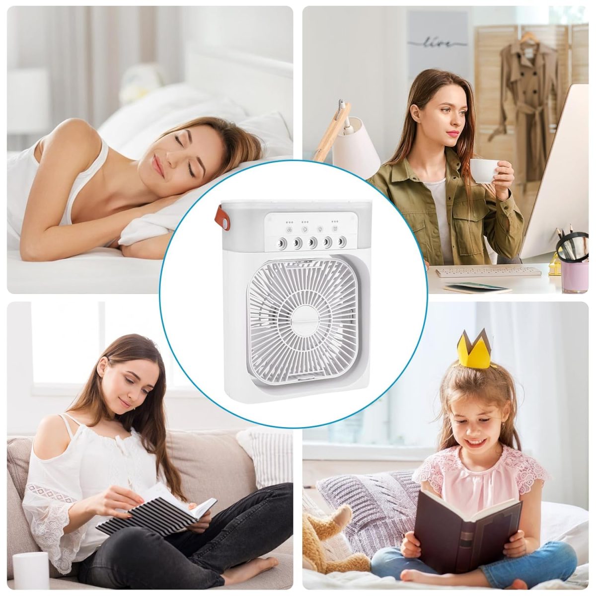 Portable Air Conditioner - Mini Evaporative Air Cooler Desk Air Conditioner Fan with 3 Wind Speeds, 3 Spray Modes, 1/2/3 H Timer and 7 Color Light, Air Cooling Fan - Image 8