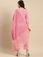 YUVVIK Women's Pink Embroidered Kurta Pant and Dupatta Set - Image 2
