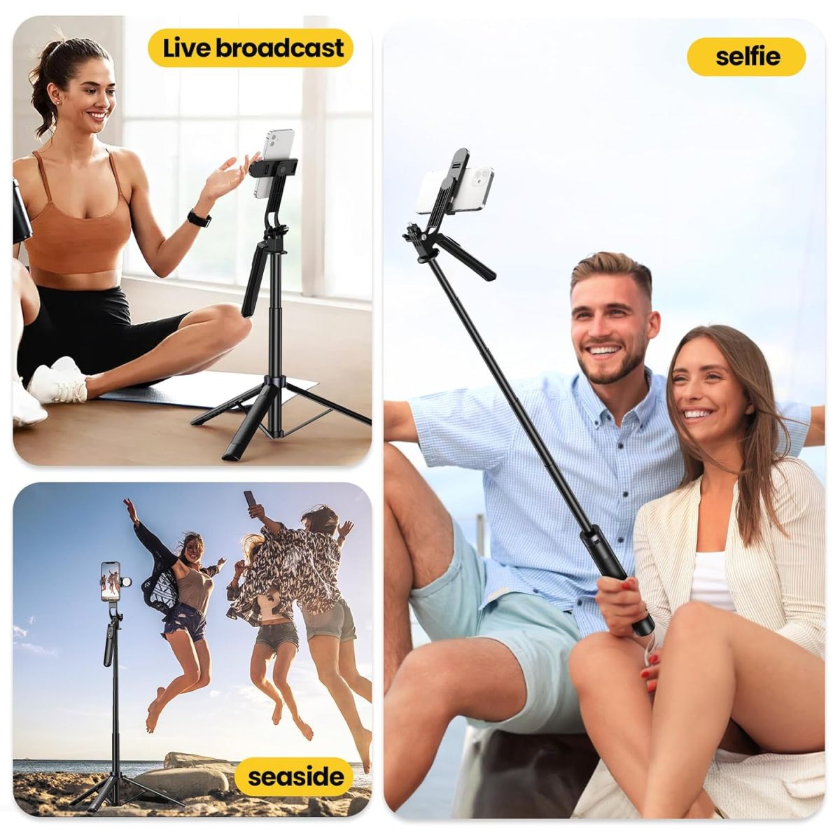 KINGONE Long Selfie Stick with Tripod Stand Aluminum 71inch/180cm, 360° Degree Rotation Selfie Stick Tripod for Phone, Rechargeable Remote & LED Fill Light, 1/4" Screw for Camera Gopro for Vlogging - Image 7