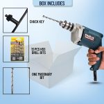 KHADIJA Drill Machine 10mm With Free 13Pcs HSS Drill Bits & 1Pc Masonary Bit Combo 6 Months Warranty (Blue) - Image 6