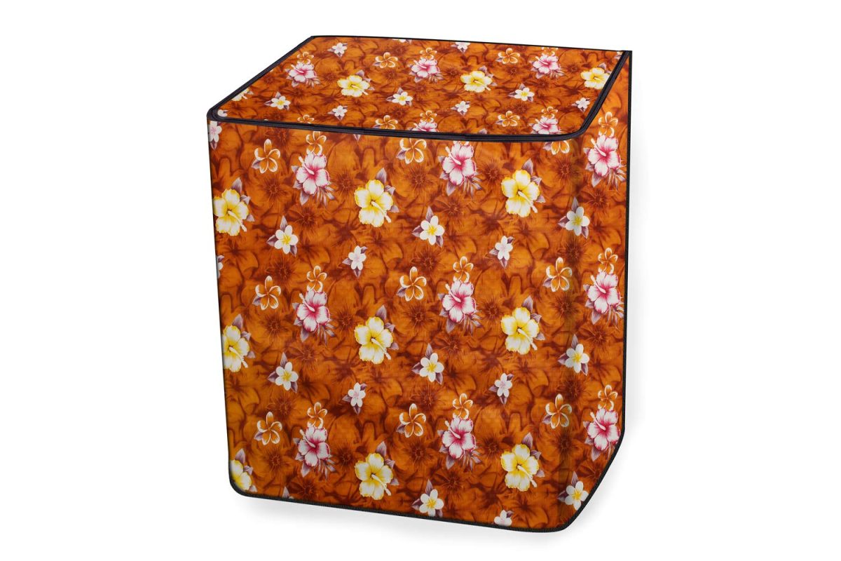 Stylista Washing Machine Cover Compatible for Whirlpool 9.5 kg semi Automatic ACE 9.5 XL Floral Pattern Orange - Image 5