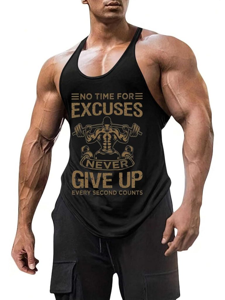 RodZen Men's Polyester Printed Sleeveless Sports Gym Boxing Workout Activewear Bodybulding Gym Vest