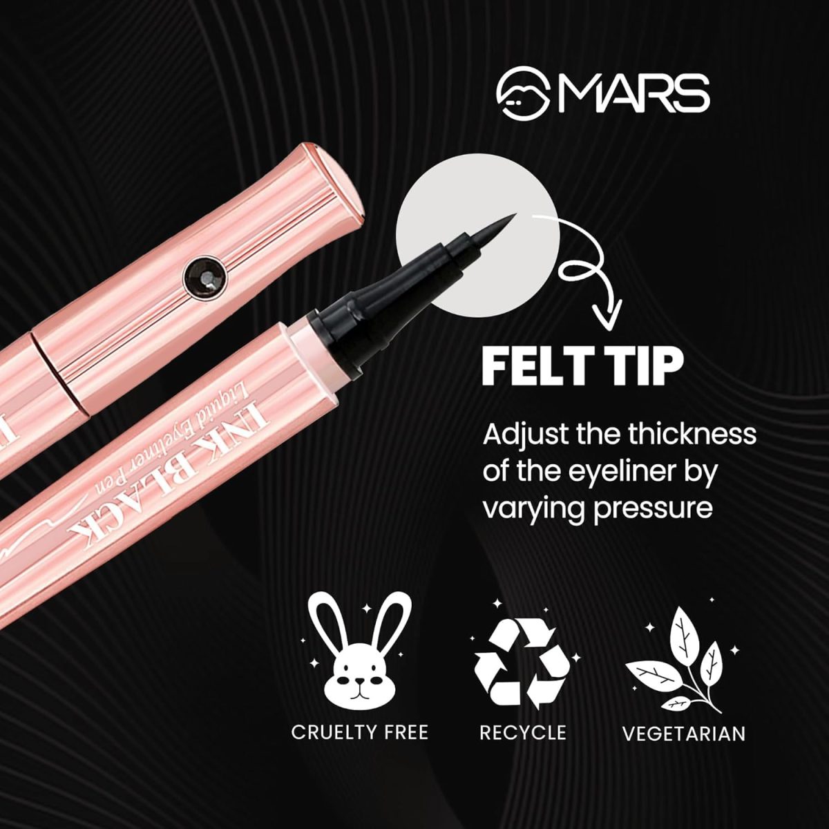 MARS PREMIUM Long Lasting Liquid Ink Black Pen Eye liner | Smudge Proof Eyeliner For Women | Matte Finish & Waterproof Eyeliner (1ml) (Black Ink) SH-7711 - Image 5