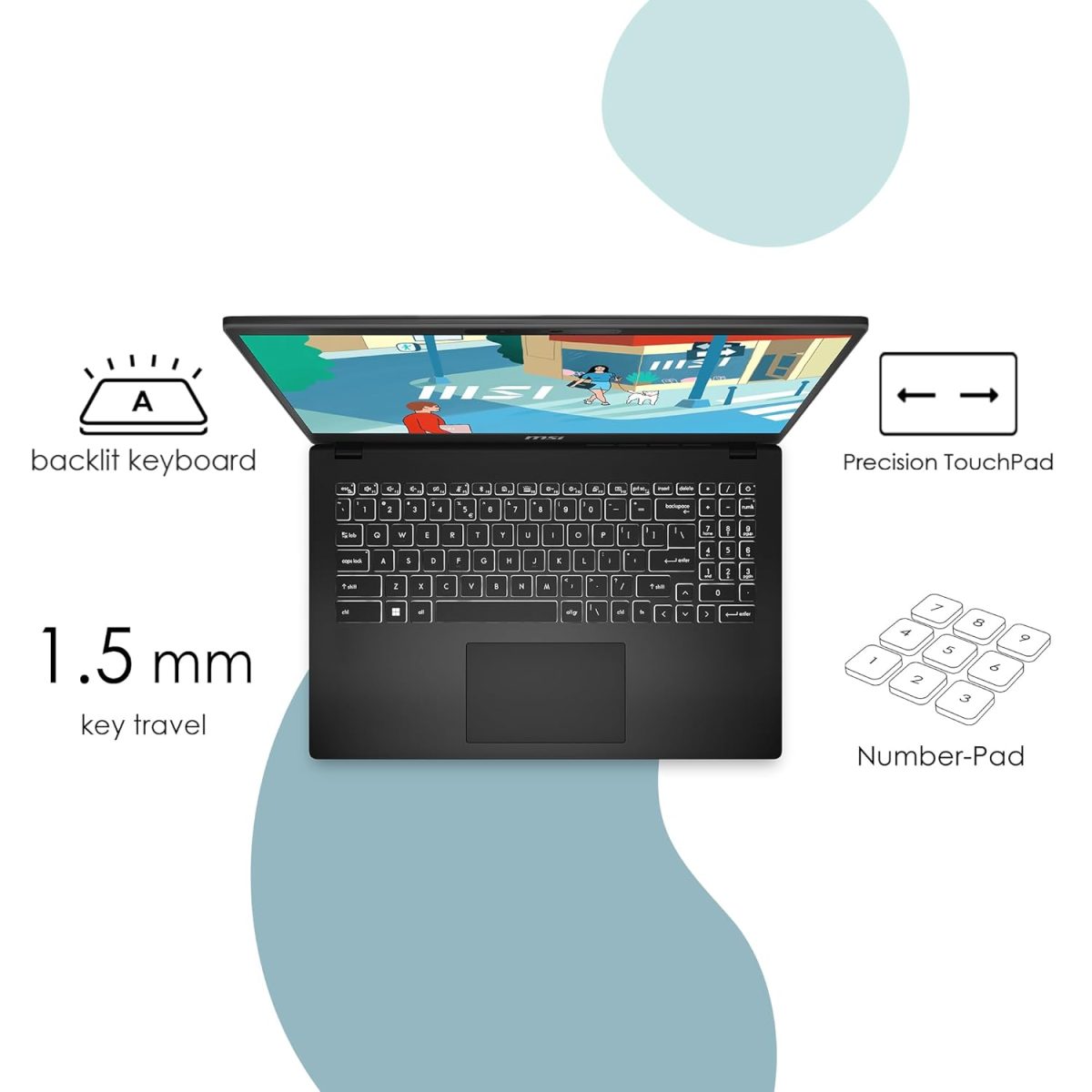 MSI Modern 15 H, Intel 13th Gen i7-13700H, 40CM Thin & Light Laptop(16GB/1TB NVMe SSD/Windows 11 Home/Intel Xe Graphics/Classic Black/1.9Kg), C13M-080IN - Image 7