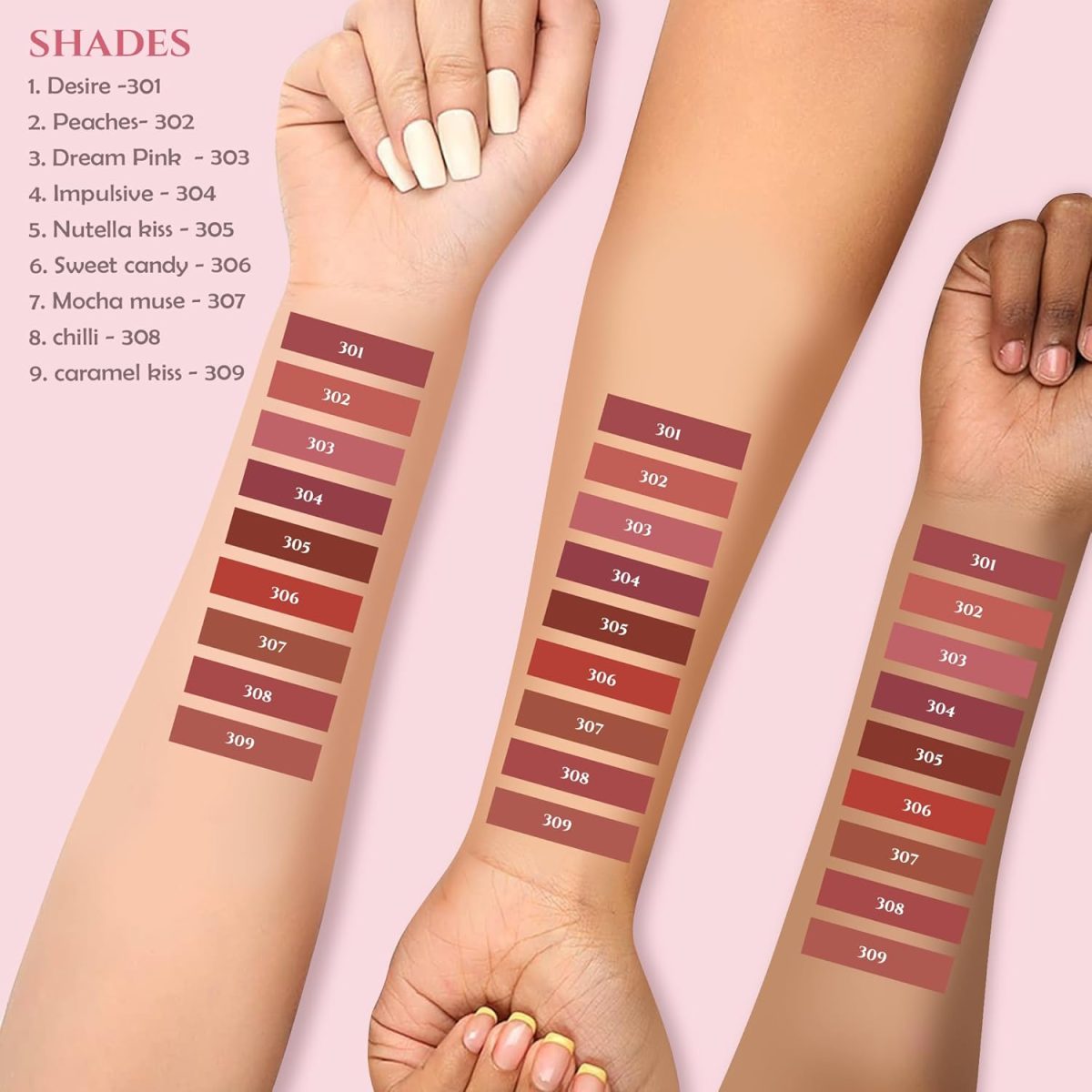 Glamveda Creamy Matte Long Lasting Lipstick with Ceramides & Peptides, Lightweight, 12 Hour Wear, Smudgeproof & Transferproof - Peaches 302 - Image 8