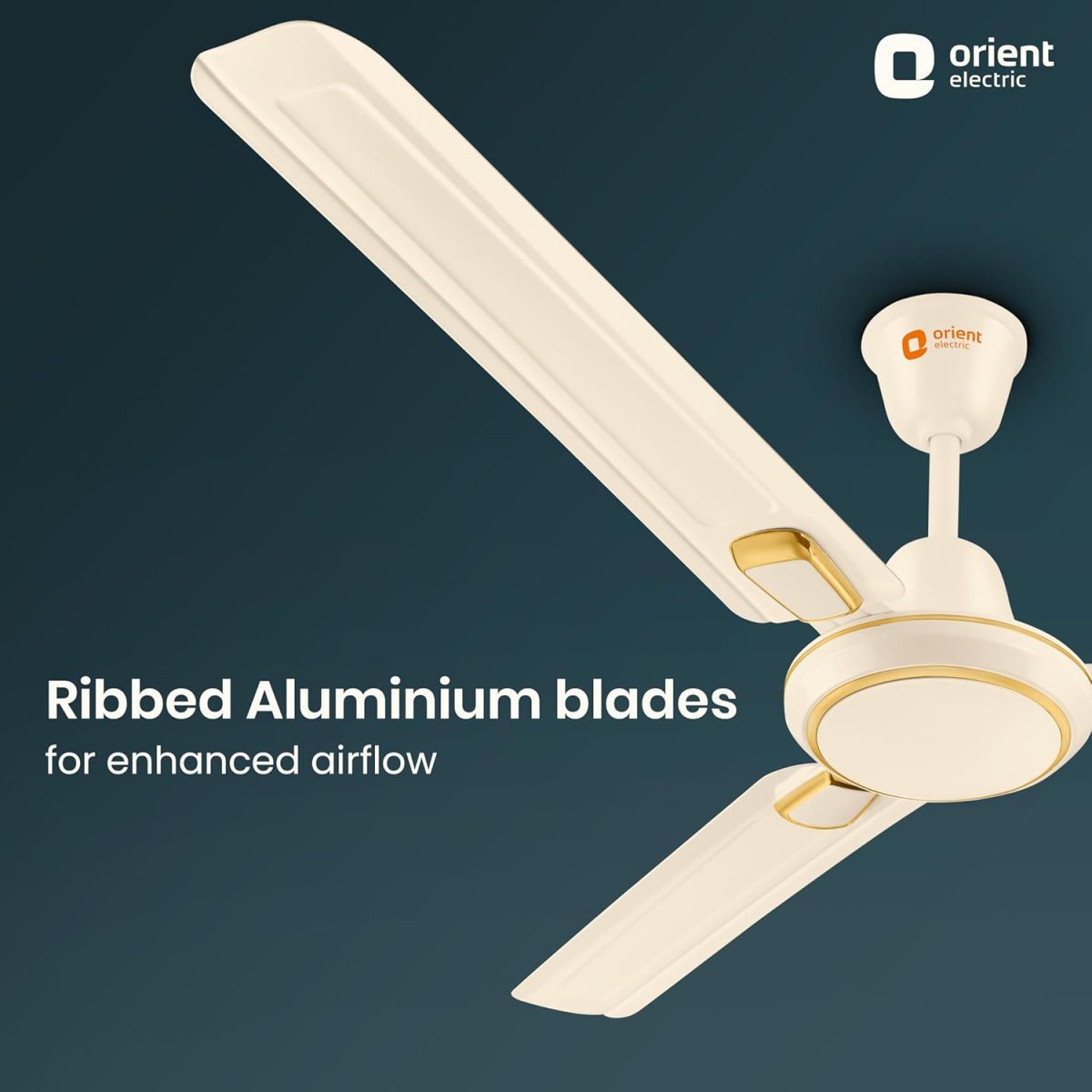 Orient Electric 1200 mm Pacific Air Déco| Decorative ceiling fan | Powerful airflow| BEE Star Rated | 2-year warranty | Ivory Gold, pack of 1 - Image 2