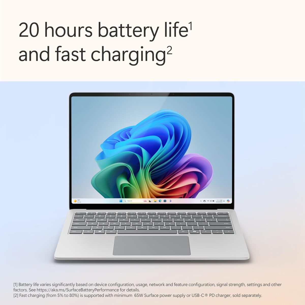 Microsoft New Surface Laptop (7th Edition) - Windows 11 Home Copilot + PC - 13.8” LCD PixelSense Touchscreen - Qualcomm Snapdragon X Plus (10 Core) - 16GB RAM - 256GB SSD - Platinum - ZGJ-00023 - Image 2