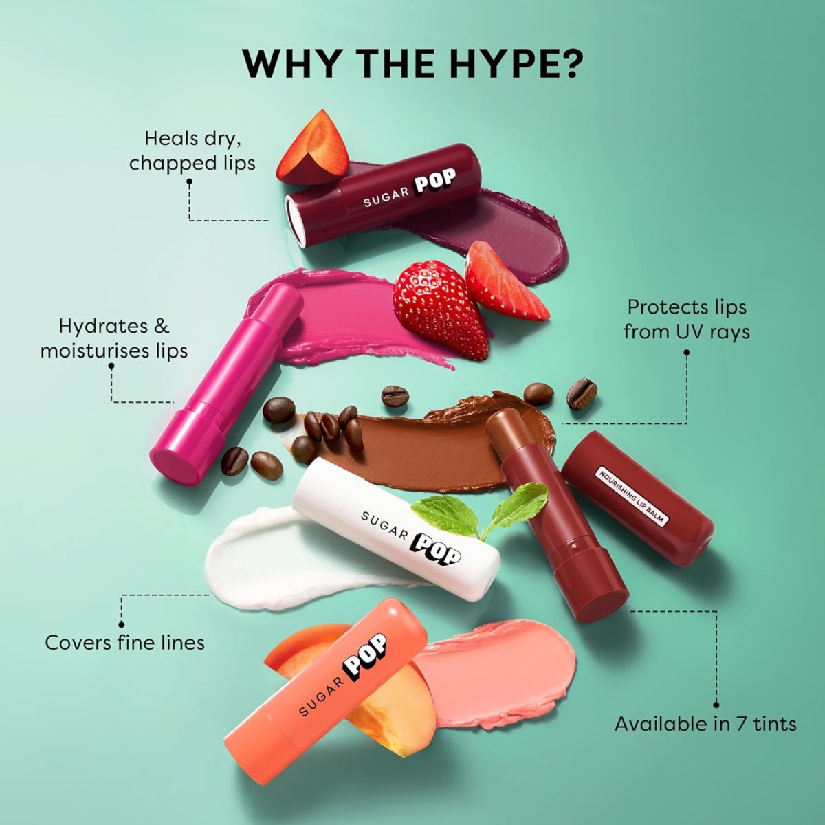 SUGAR POP Nourishing Lip Balm | Castor Oil, Shea Butter & Avocado Oil | Hydrating | 4.5gm- 02 Cherry - Image 2