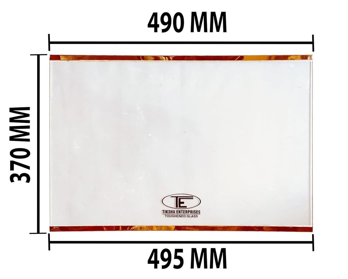 TIKSHA ENTERPRISES (490=495) 370 MM TOUGHENED Glass with Rose Gold Bidding Compatible for HAIER Double Door. - Image 2