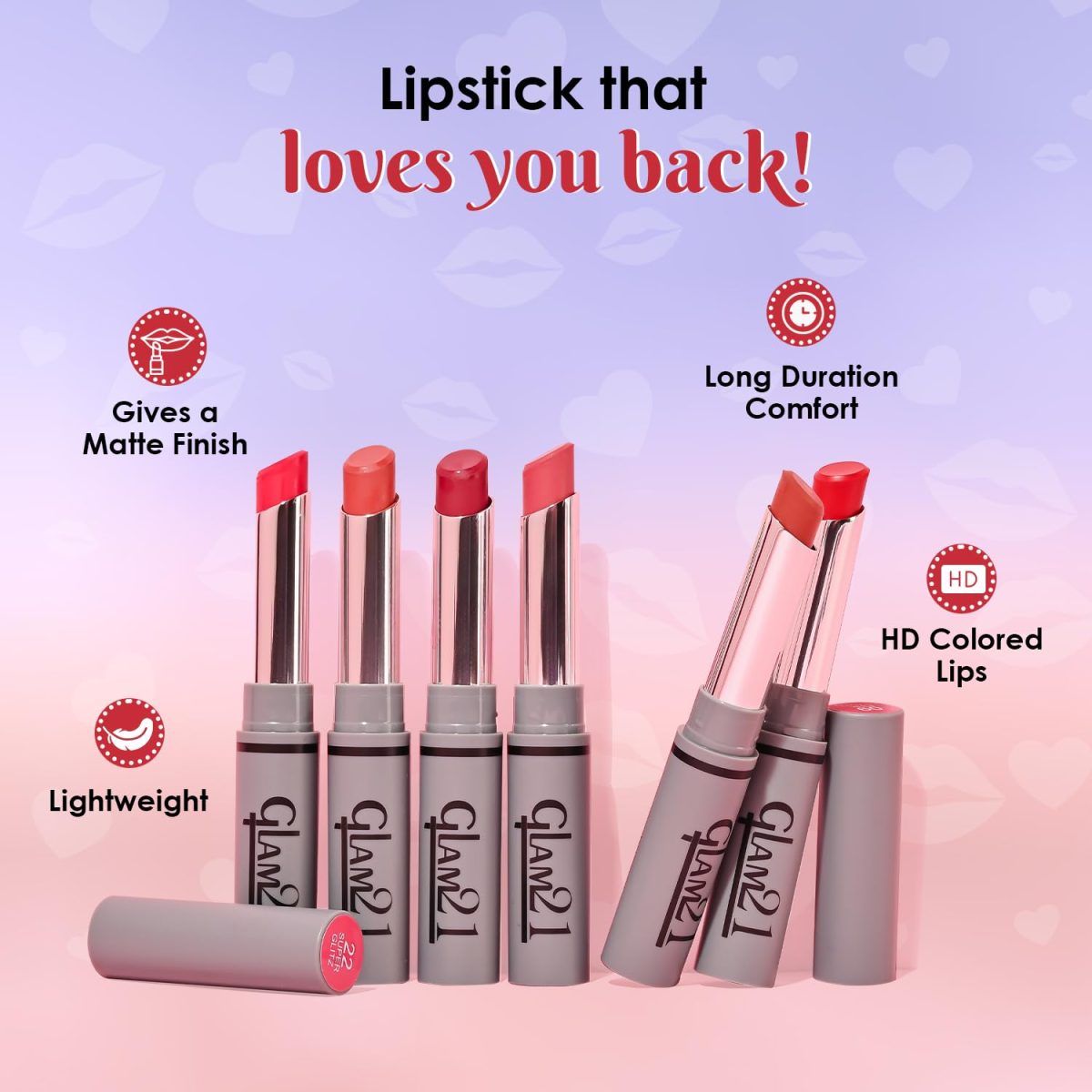 Glam21 Long Lasting Non-Transfer Lipstick|Creamy Matte Formula | Smudge-Free | HD-Colored lips - 2gm| Brownie-12 - Image 3