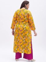 Tissu Plus Women's Yellow & Pink Printed Kurta with Palazzo - Image 4