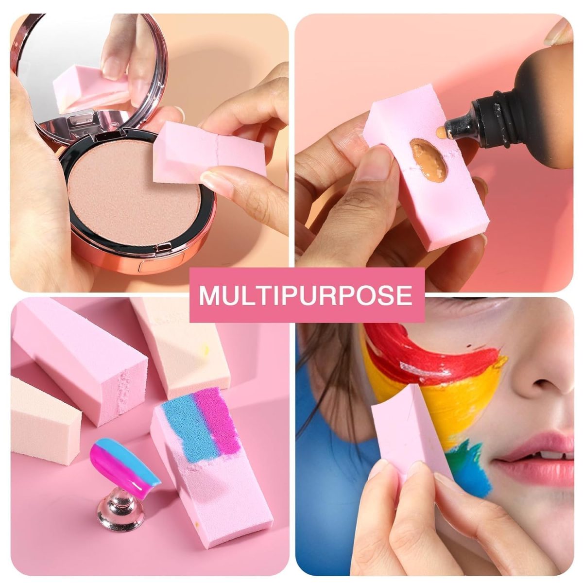 ATETO Cosmetic Makeup Sponges Beauty Blender Small Triangle Blending Foundation and Concealer Wedges, Non-Latex Cosmetic Puff, Wedge Beauty Disposable Makeup Applicator - Image 6