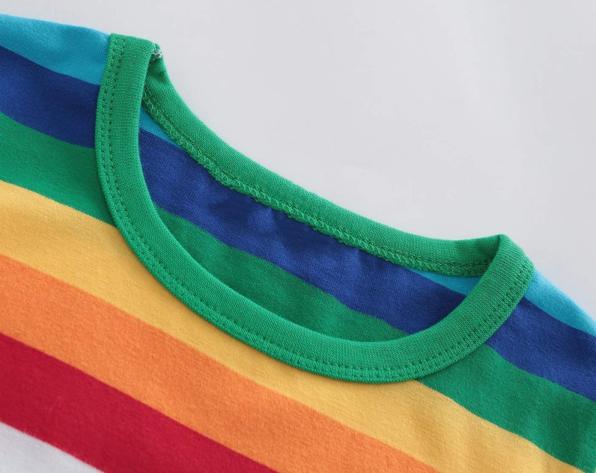 Boys Cotton Long Sleeve T-Shirts Rainbow Striped Shirts - Image 5