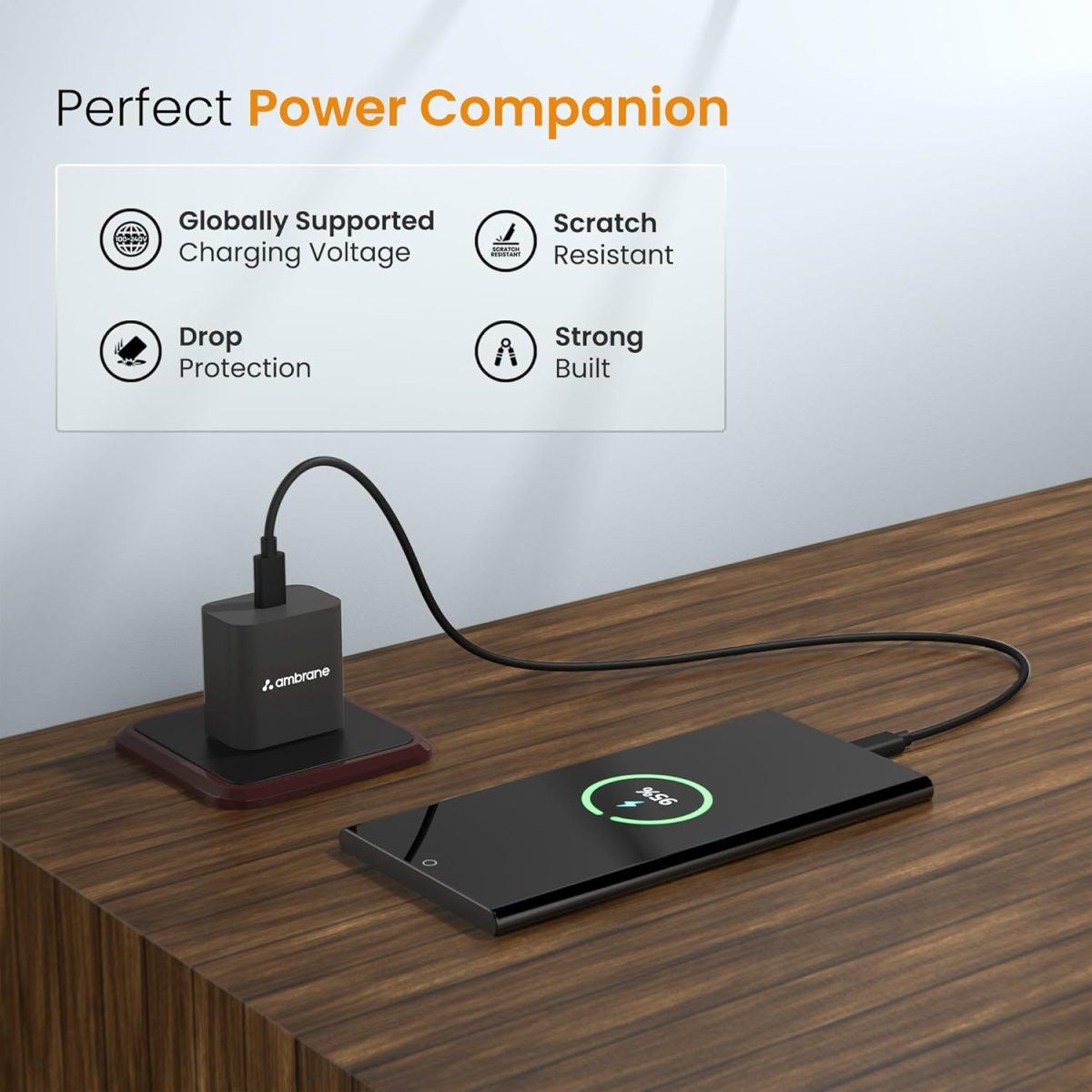 Ambrane 20W Type C Mobile Charger Adapter, Fast Charging for Android, iPhone 16/15/14/13/12/11/X (Pro,/Plus/Max Series), Samsung, Google Pixel & Oppo,Vivo Other Type C Enabled Devices, (M20,Black) - Image 5