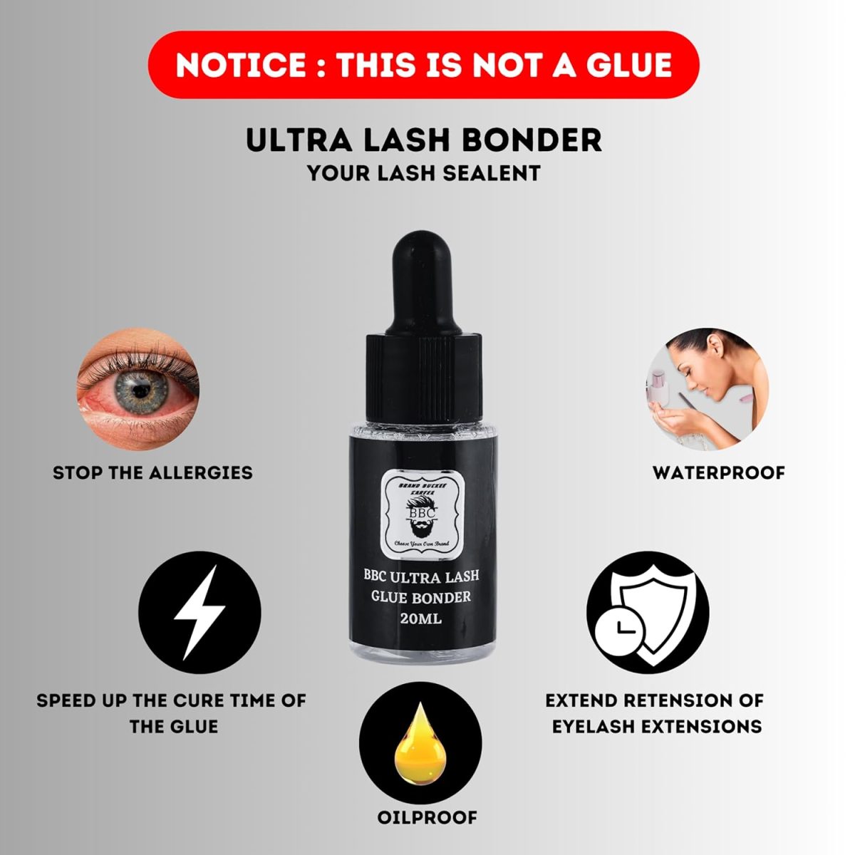 BBC Ultra Lash Bonder – 20ml | Lash Extension Sealant for Long Retention | Fast 3-Minute Curing | Waterproof, No Fume, Oil-Resistant | Professional Use for Classic & Volume Lashes - Image 2