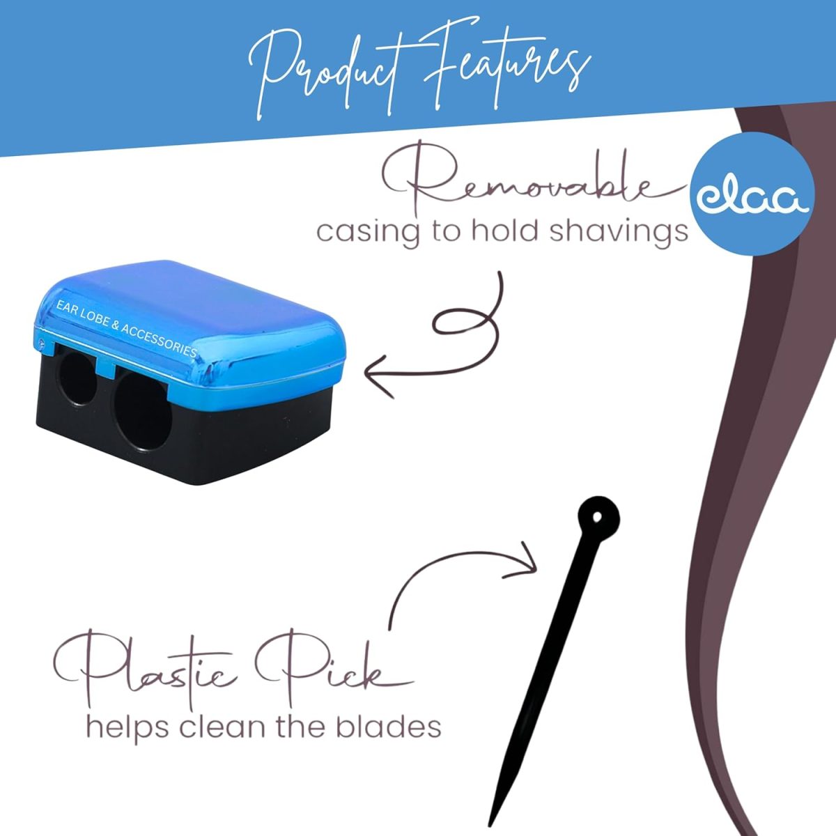 [Ear Lobe & Accessories] Eyebrow Pencil/Lip Liner Sharpener | (2-in-1) for Jumbo & Regular Pencil Sharpener (Color May Vary) - 1 Pc - Image 2
