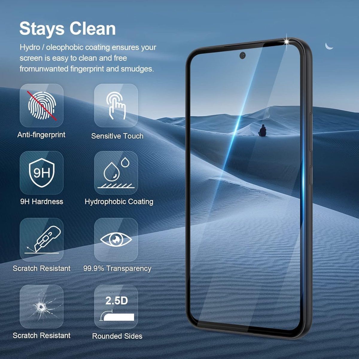 OpenTech® Military-Grade Tempered Glass Screen Protector Compatible For Samsung Galaxy M35 5G (6.6 Inches) With Edge To Edge Coverage And Easy Installation Kit - Image 2