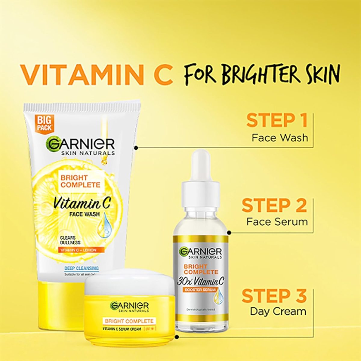 Garnier Skin Naturals, Day Cream, Brightening & Protects Skin from Sun, Bright Complete Vitamin C Serum Cream, 45 g - Image 4