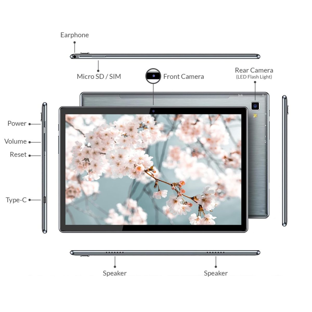 DOMO Slate SLP9 Tablet, 10.1 Inch IPS LCD, 4G Volte, LTE, 4GB RAM, 64GB Inbuilt Storage, 512GB Expandable, Dual SIM, GPS, Bluetooth (Grey) - Image 4