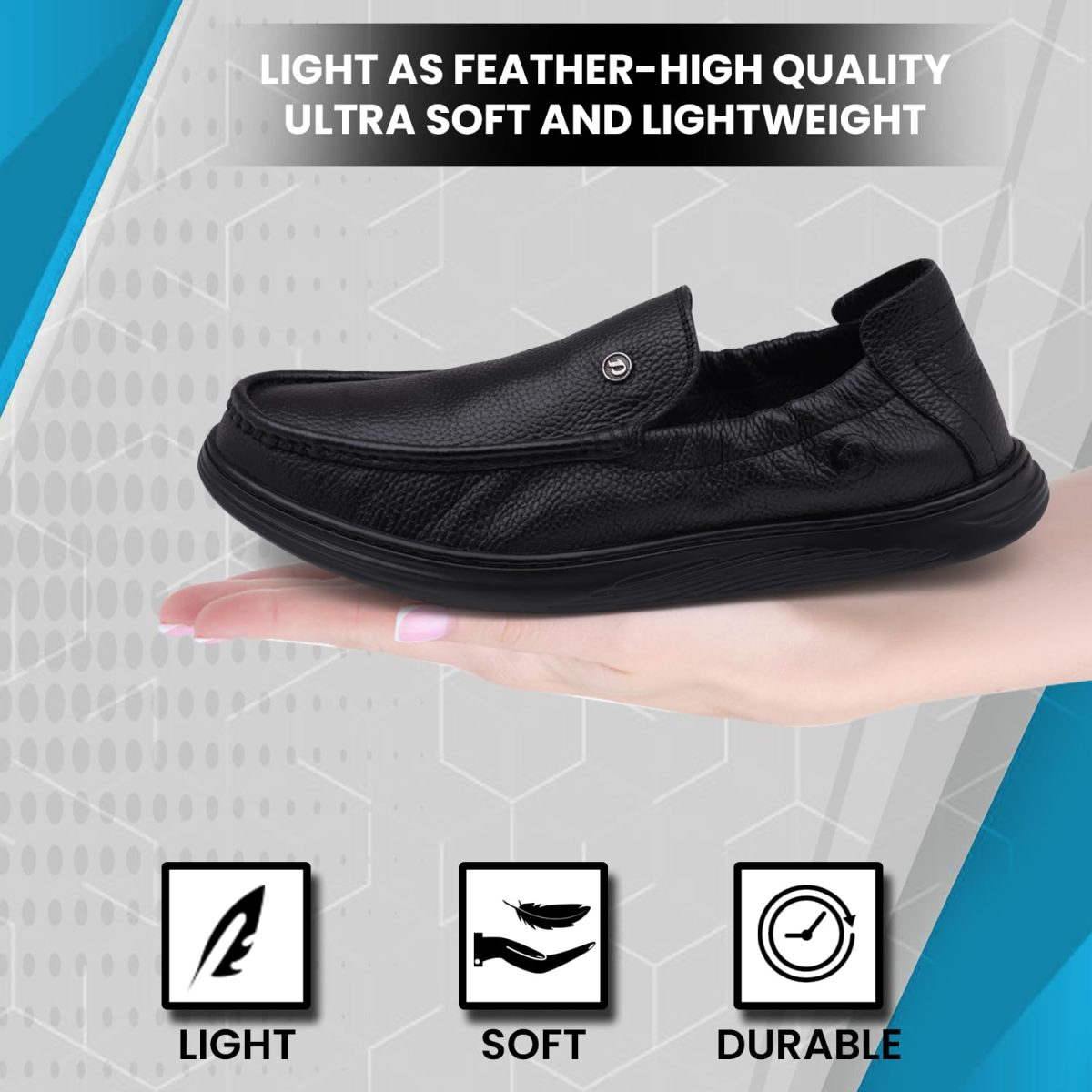 DOCTOR EXTRA SOFT Classic Genuine Leather Formal Shoes for Men with Memory Foam Cushion| Ultra Lightweight & Comfortable|Stylish & Flexible|Parties,Occasions,Office,Wedding,Casual|Black Slip On D-805 - Image 3