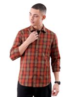 The Indian Garage Co Men's Cotton Regular Fit Checkered Full Sleeves Cutaway Collar Casual Shirt