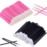 100Pcs Lipstick Brush, Makeup Brush Set, Includes 50 Hollow Black and 50 Hollow Pink Wands, Ideal for Lipstick, Lip Gloss, Eyeshadow, and Concealer Application, Travel-Friendly Makeup Applicator Kit