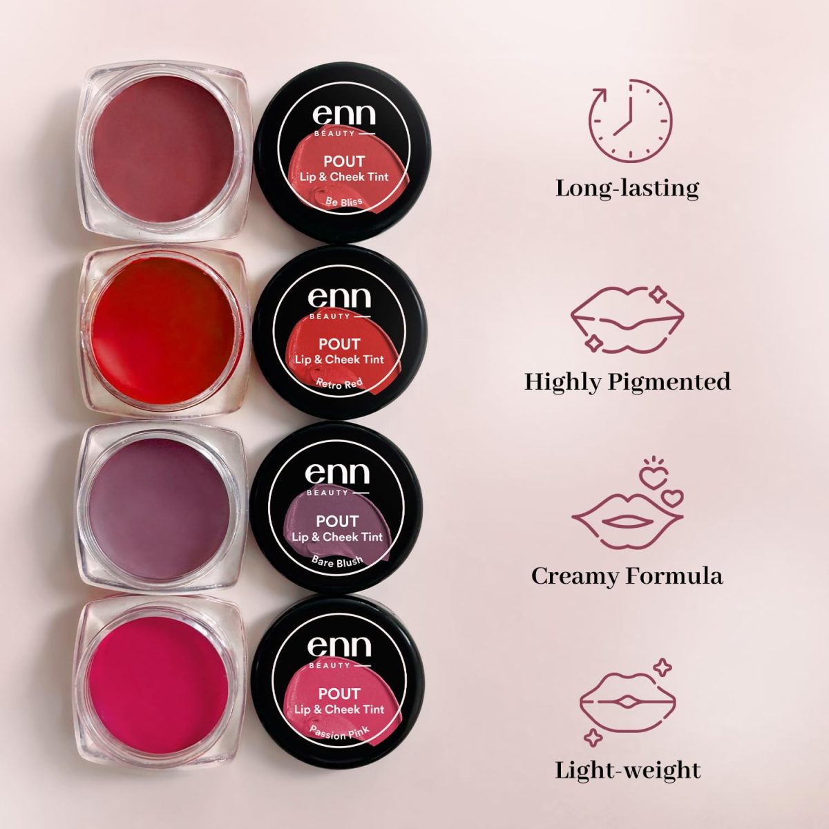 Enn Beauty Pout Lip, Cheek & Eyeshadow Tint with SPF 10 withThe Goodness of Jojoba & Avocado Oil, Natural Blush for Women, Long Lasting, Sls & Paraben Free - Bare Blush, 5gm - Image 3