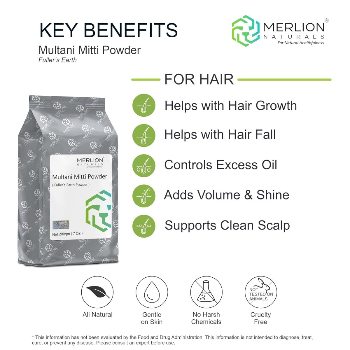 Merlion Naturals Multani Mitti Powder 200gm | Fuller’s Earth Powder for Face and Hair Pack - Image 7