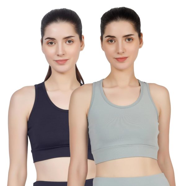 BLUEFICUS Premium Seamless Non-Padded Slip On Sports Bra Low Impact Workout Bras Activewear Sports Bra