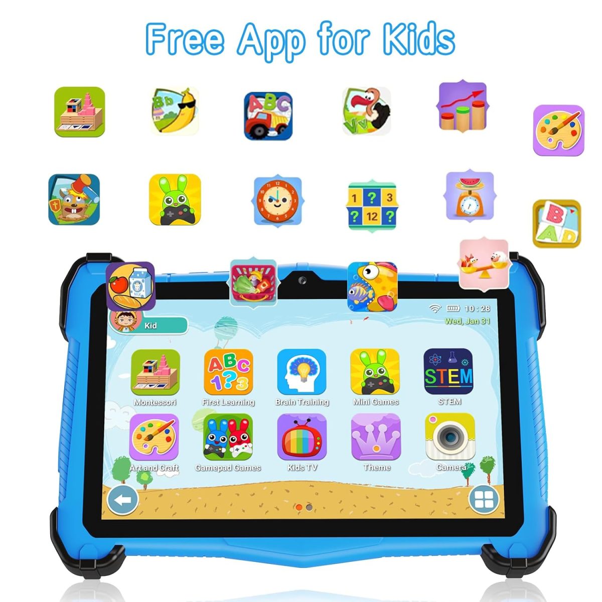 Fivahiva Kids Tablet 7-Inch, 64GB, 1GB RAM, Blue,Wi-Fi, Octa-Core Processor, Ad-Free Content, Parental Controls, Iwawa Learning Games, 2025 Model - Image 5