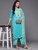Libas Women's Printed Cotton Straight Kurta Trouser With Dupatta Set - Image 6