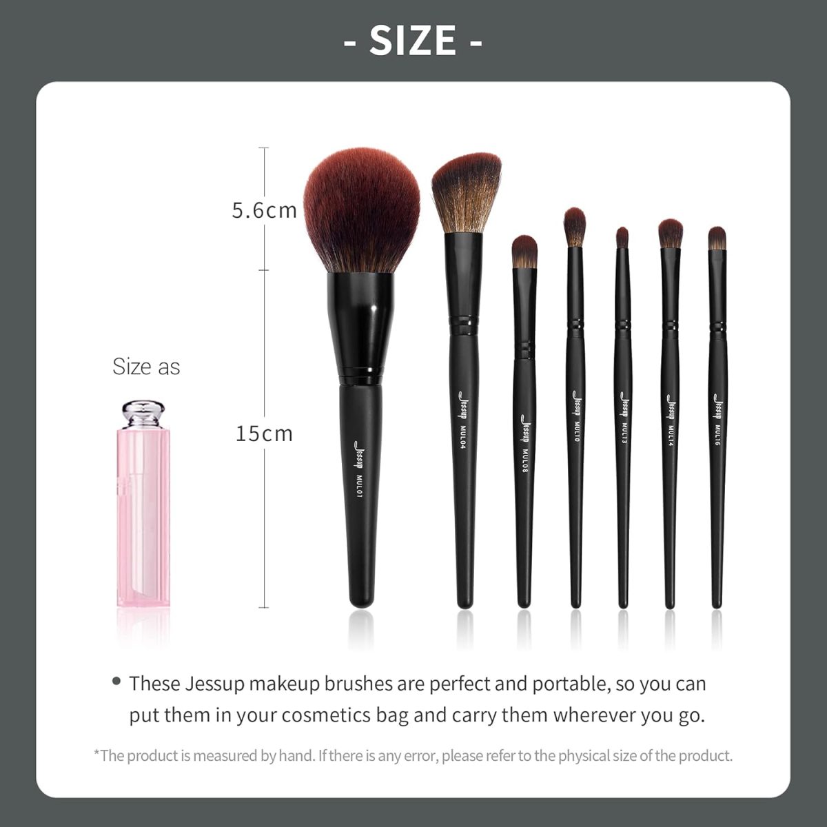 Jessup Makeup Brushes Professional Set 21Pcs Black Complete Collection, Synthetic Hair Makeup Brushes for Powder Blending, Foundation, Highlight Contour, Concealer, Eyeshadow Eye Liner, Spoolie, T271 - Image 7