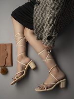 Women's Strappy Lace-Up Gladiator Heels Block Heel Sandals Toe Ring Open Toe ||Square Front Dress Stylish & Comfortable for Casual or Semi-Formal Party - Image 2