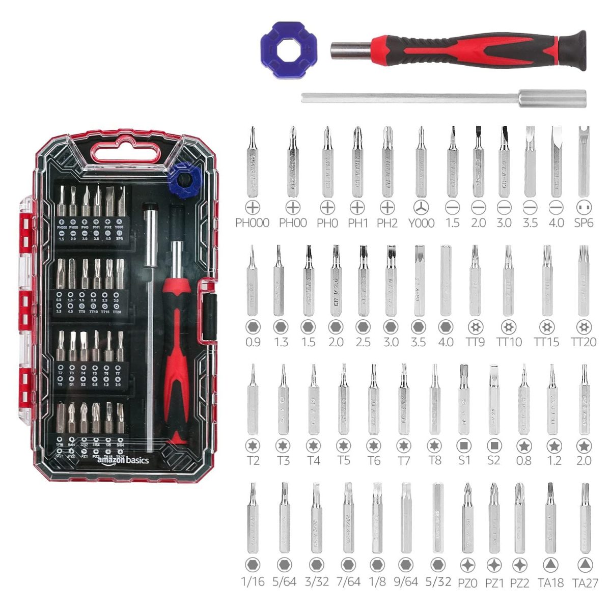 AmazonBasics 51-Piece Precision Screwdriver Bit Set, 17.1 x 9.7 x 2.8 cm - Image 2