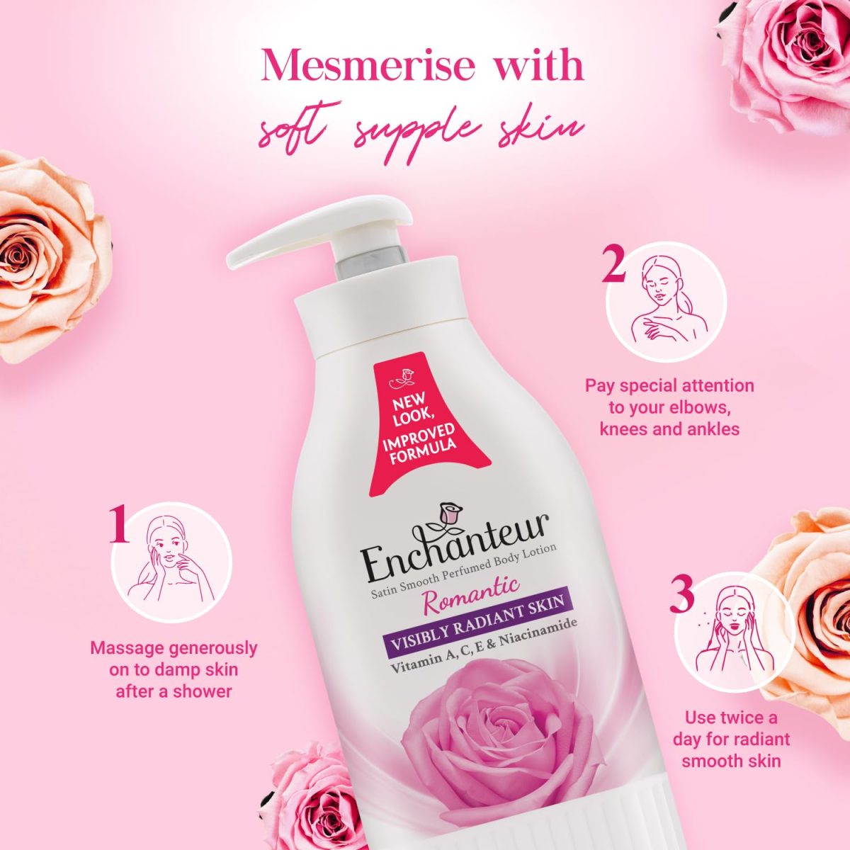 Enchanteur Romantic Perfumed Body Lotion, 500ml, with Aloe Vera & Olive Butter for Silky Smooth Skin - Image 8