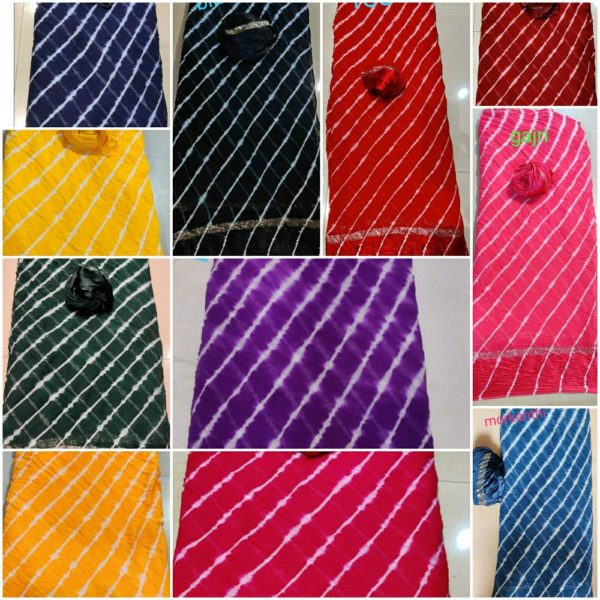 ANJU SAREE CENTER Women's latest Satan patta fabric with Leheriya designing Saree With blouse(ACS-03)