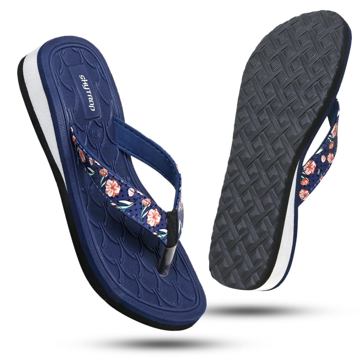 Skytrap Women Synthetic Medium Heels Embossed Slippers Flipflop - Image 7