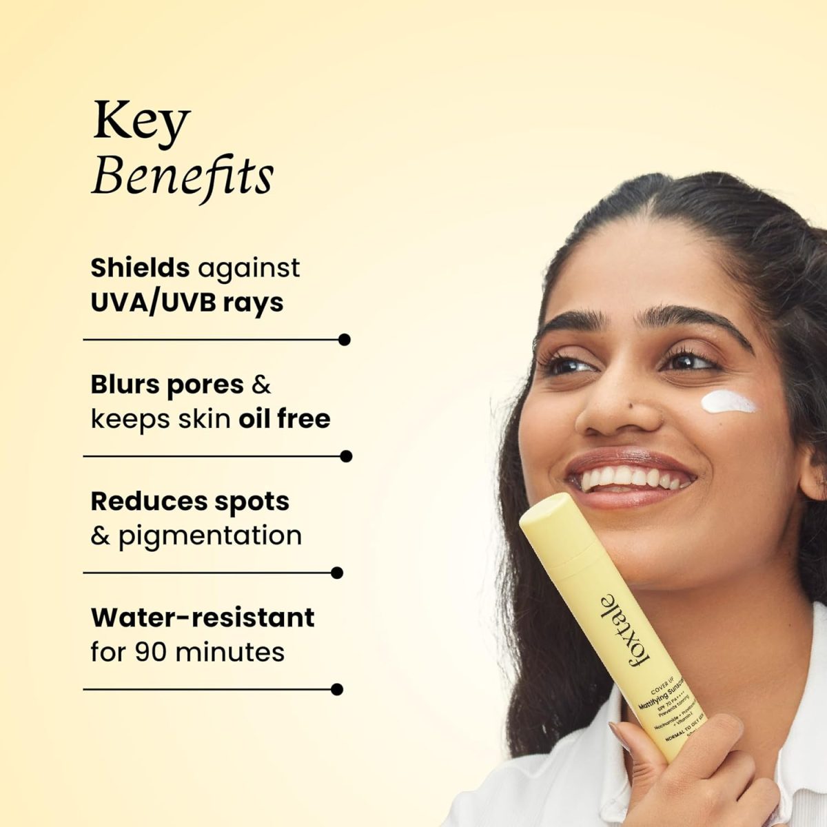 Foxtale SPF 70 Gel-Cream Sunscreen for Oily Skin | Oil Control Sunscreen with PA++++ & Niacinamide | UVA UVB Protection | Prevents Tan | Lightweight, Pore-minimising, No White Cast | 50ml - Image 2