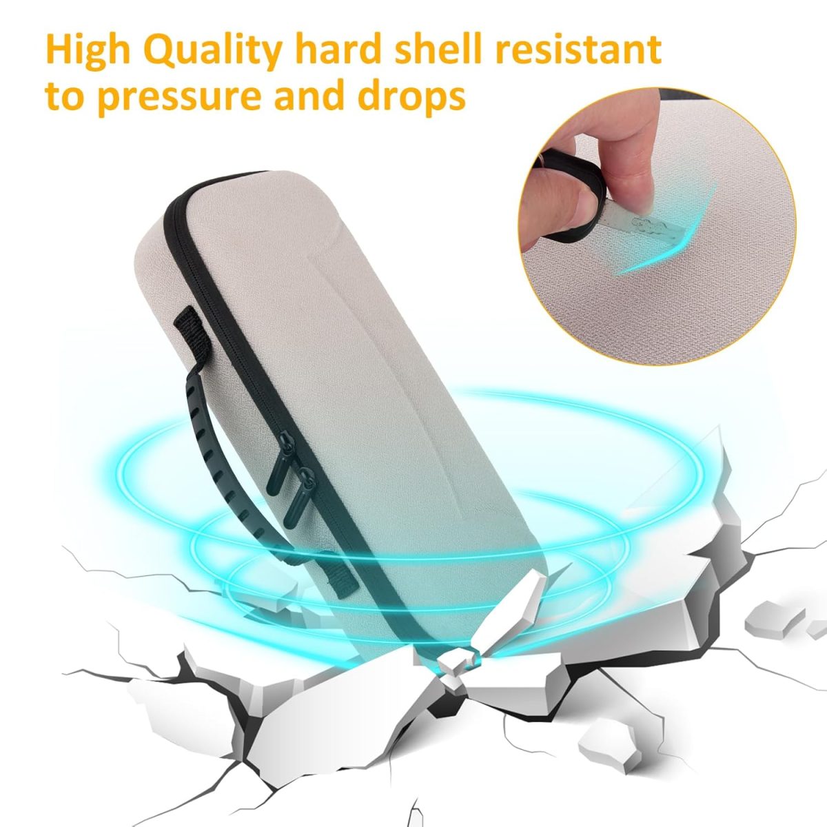 wonlince Hard Carrying Case for Sony PS5 Playstation Portal，Scratch-resistant portable organizer with mesh pocket，Stylish design for traveling，Off White - Image 5