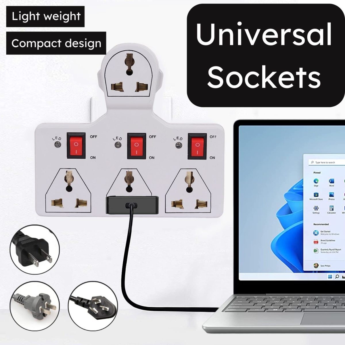 Digiway 4 Universal Socket 3 Switch Multi Plug Extension Board/Multiplug - Image 4