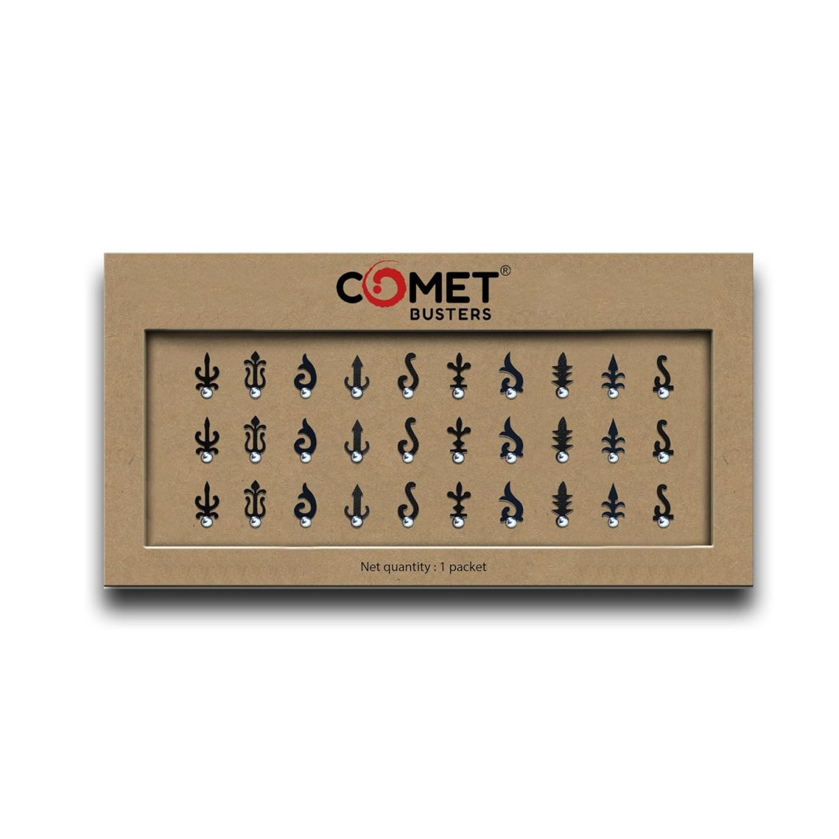 Comet Busters Different Designs Fancy Black Bindi (BIN655)(10mm) - Image 5