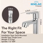 Benelave by Hindware Volga Pillar Tap for Bathroom, Brass with Chrome Finish | 7-Year Manufacturer Warranty - Image 5